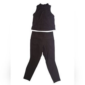 Athleta Brown Women's Salutation Leggings Large And Momentum Mock Neck Top Med